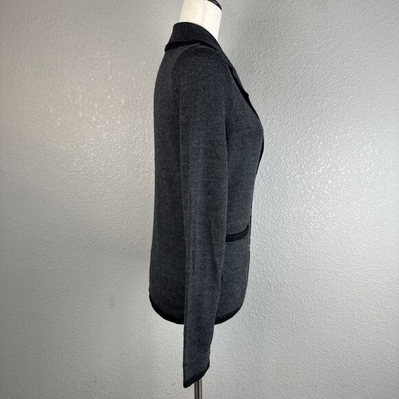 August Silk Womens Sweater Blazer Cardigan Size M Gray Wool Blend Pockets - Picture 7 of 9